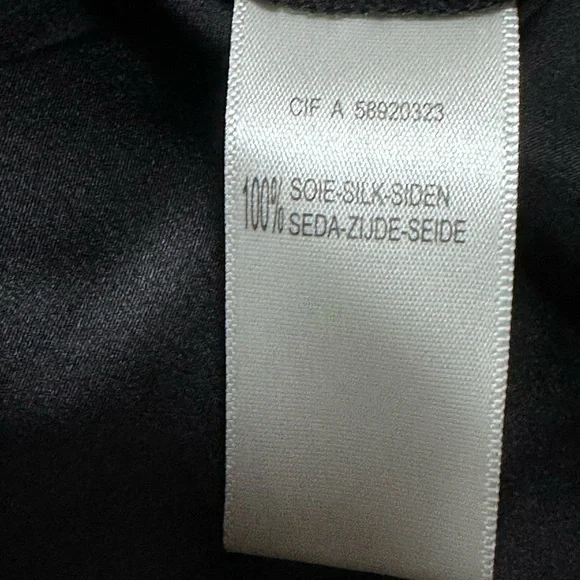 E2 Black Babydoll Midi Dress w/ Studded Detail 100% Soft Satin Silk NWT Size 12 - Picture 8 of 8